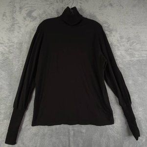 Agolde Womens Casual Shirt Black Long Sleeve Bishop Funnel Neck Ribbed USA S New